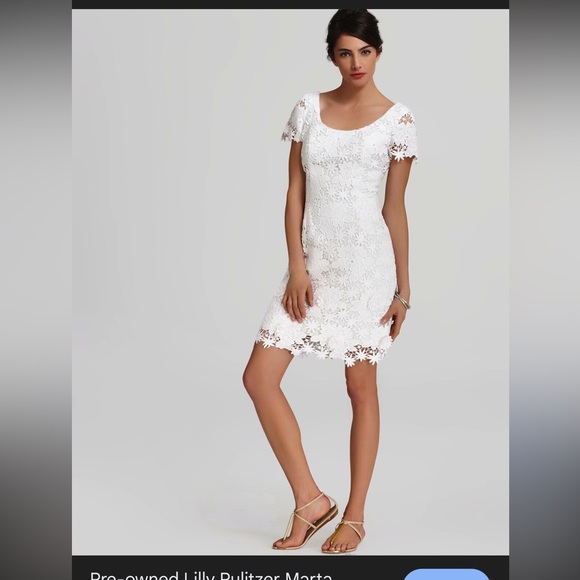 Lilly Pulitzer Dresses & Skirts - Lilly Pulitzer Marta Resort White Truly Floral Elegant Lace Dress
